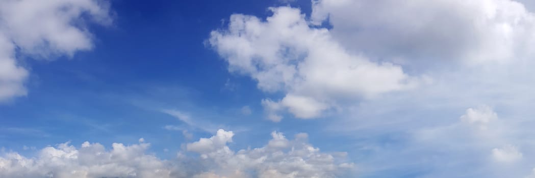 Vibrant color panoramic sky with cloud on a sunny day. Beautiful cirrus cloud.