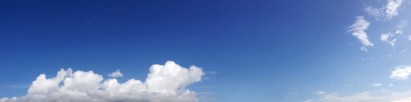 Vibrant color panoramic sky with cloud on a sunny day. Beautiful cirrus cloud.