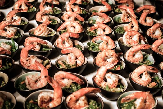 shrimps catering service seafood buffet wedding food. High quality photo