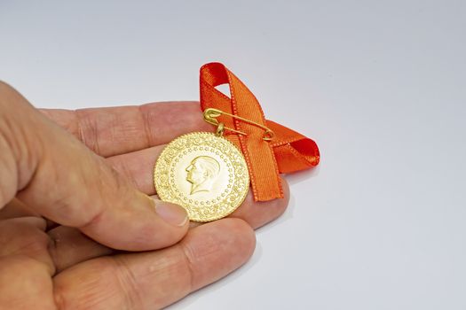 traditional turkish full gold coin.