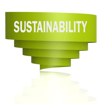 Sustainability word with curve banner, 3D rendering