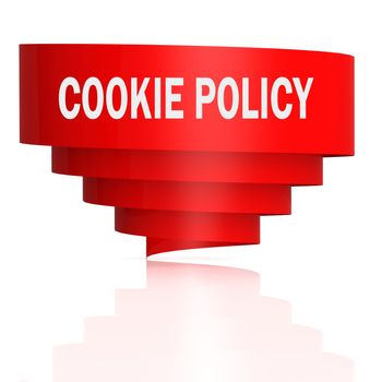 Cookie policy word with curve banner, 3D rendering