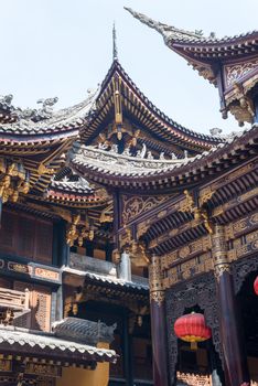 Traditional chinese architecture details in BaoLunSi temple Chongqing, China