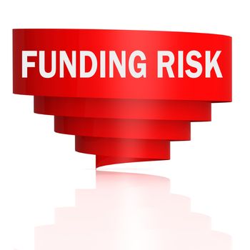 Funding risk word with red curve banner, 3D rendering