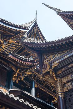 Traditional chinese architecture details in BaoLunSi temple Chongqing, China