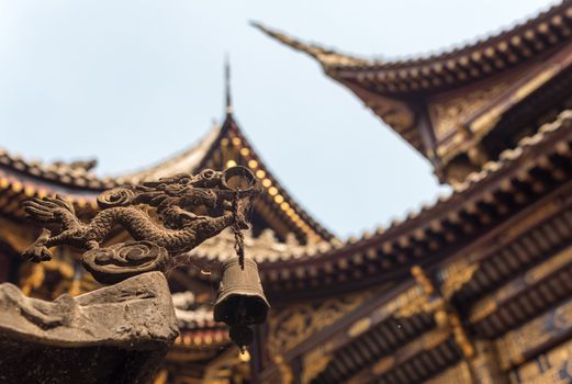 Traditional chinese architecture details in BaoLunSi temple Chongqing, China