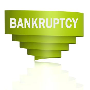 Bankruptcy word with curve banner, 3D rendering