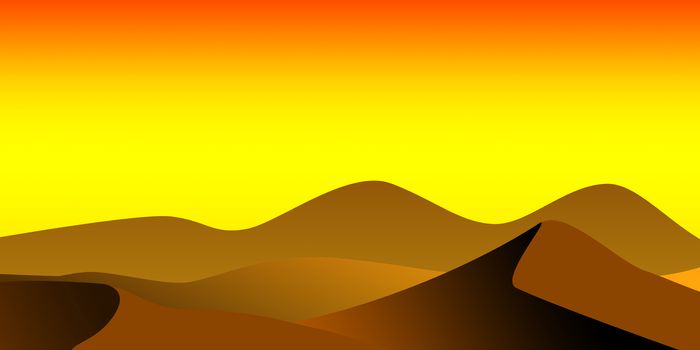 Colored minimalistic desert landscape, 3D rendering