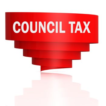 Council tax word with curve banner, 3D rendering