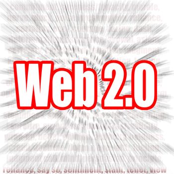 Web 2.0 word with zoom in effect as background, 3D rendering