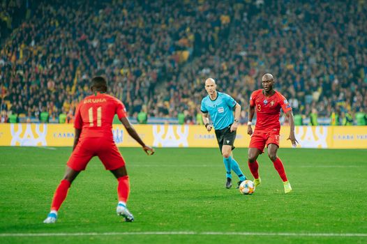 Kyiv, Ukraine - October 14, 2019: Emotional portrait of Danilo Pereira, midfielder of Portugal national team during the match vs Ukraine at the Olympic Stadium