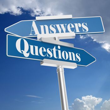 Questions and answers signs, isolated on white. 3D rendering