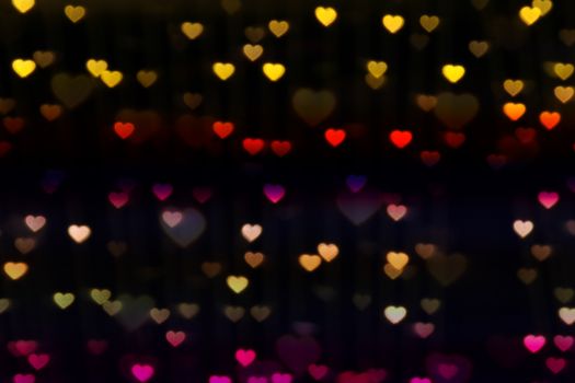 blur heart shape lights bokeh dark background, colorful bokeh lights heart soft wallpaper, sparkles heart shape bright bokeh valentine romantic background