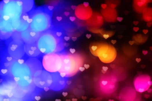 blur heart shape lights bokeh colorful background, colorful bokeh lights heart soft wallpaper, sparkles heart shape bright bokeh valentine romantic background