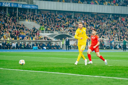 Kyiv, Ukraine - October 14, 2019: Andrey Yarmolenko during the match of qualify round Euro 2020 Ukraine vs Portugal at the Olympic Stadium