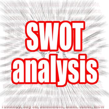 SWOT analysis word with zoom in effect as background, 3D rendering