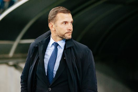 Kyiv, Ukraine - October 14, 2019: Andriy Shevchenko, head coach (manager) of Ukraine national football team before match of the qualifying EURO 2020 vs Portugal at the Olympic Stadium