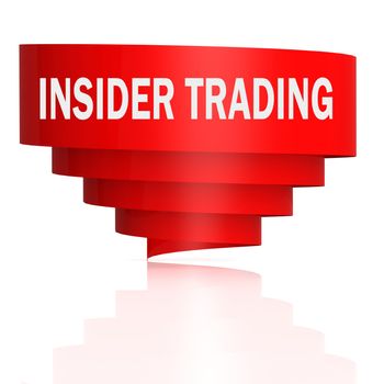 Insider trading word with red curve banner, 3D rendering