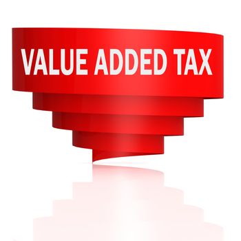 Value added tax word with curve banner, 3D rendering