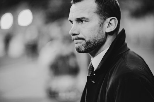 Kyiv, Ukraine - October 14, 2019: Andriy Shevchenko, head coach (manager) of Ukraine national football team before match of the qualifying EURO 2020 vs Portugal at the Olympic Stadium, Soft focus