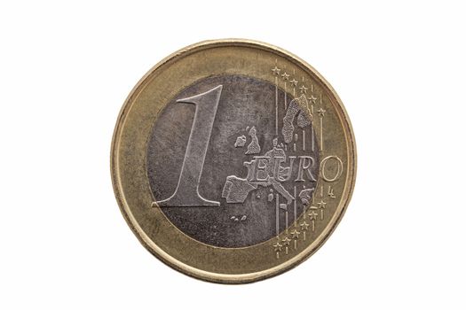 One Euro coin of Germany dated 2002 cut out and isolated on a white background