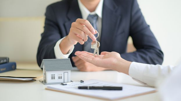 Real estate concept,Customer signing contract about home loan agreement.