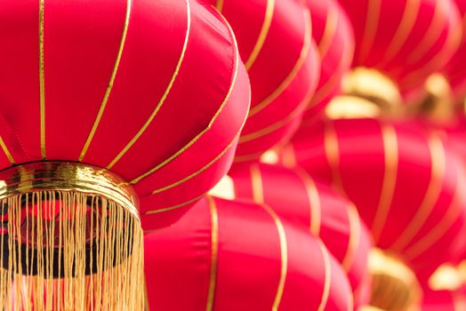 Red chinese lanterns closeup for the chinese new year