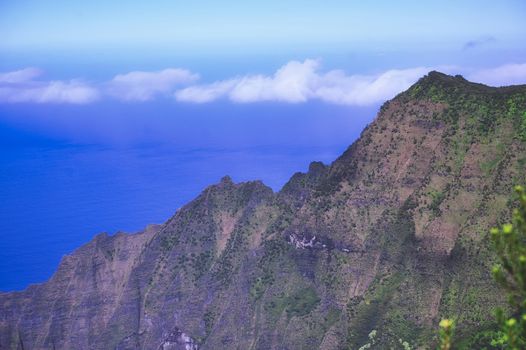 The Napali Coast along the Pacific Ocean on Kauai, Hawaii.