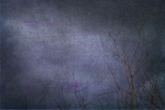 Texture effect background of blue purple magenta colors with a tree branch