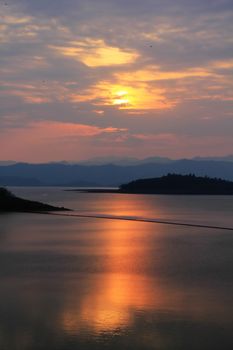 Evening sunset over the lake