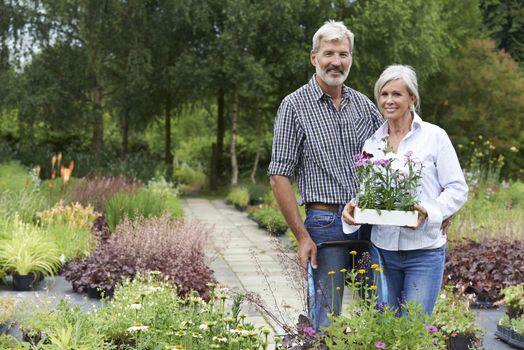 Portrait Of Mature Couple Shopping At Garden Center