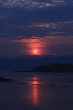 Evening sunset over the lake