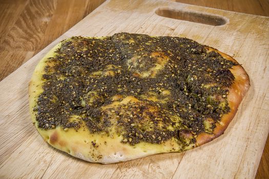 Plain tasty zaatar manakish, arabic cuisine and food