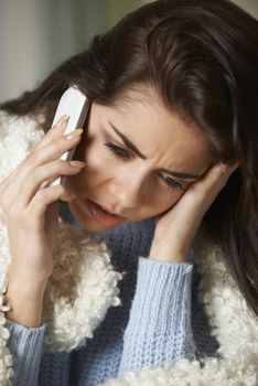 Ill Woman Phoning In Sick To Work On Mobile Phone