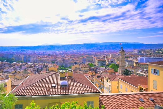 An aerial view of Nice, France along the French Riviera.