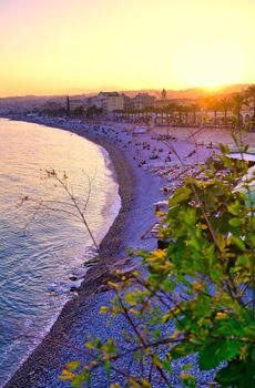 The Promenade des Anglais on the Mediterranean Sea at Nice, France along the French Riviera.