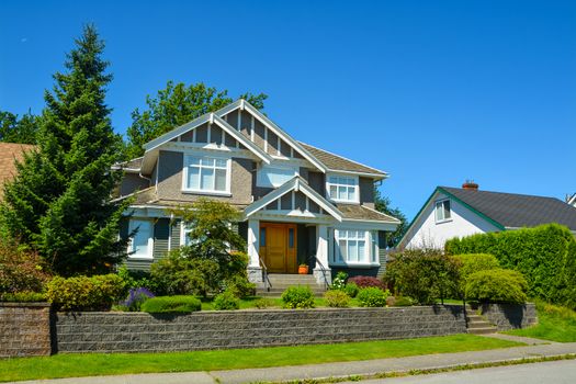 Luxury house on a sunny day in Vancouver, Canada