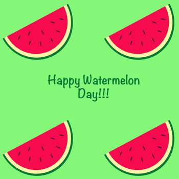 National Watermelon Day card at the light green background