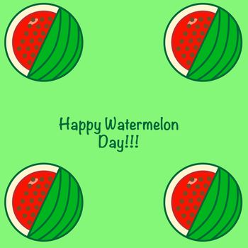 National Watermelon Day card at the light green background