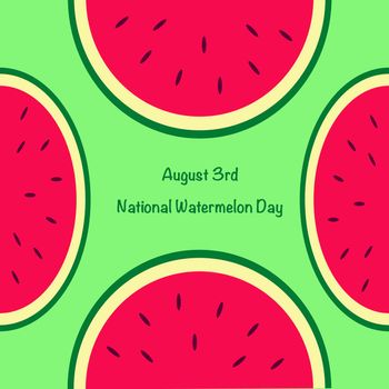 National Watermelon Day card at the light green background