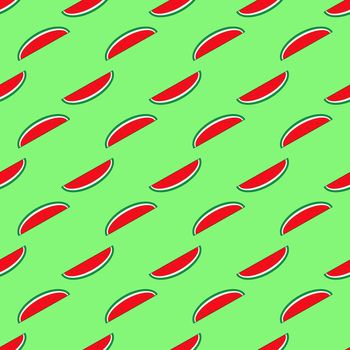 National Watermelon Day seamless pattern at the light green background