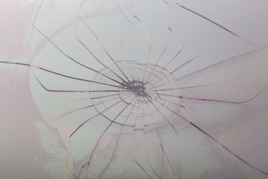 close-up view of slanted broken lcd screen with visible pixel grid and selective focus.