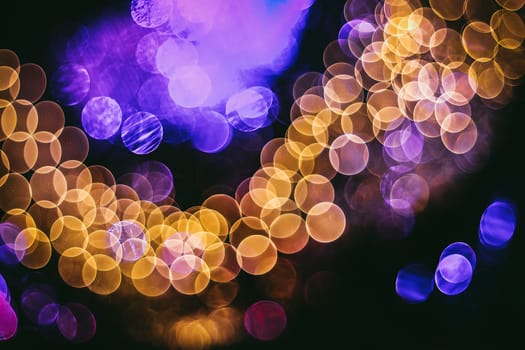 Christmas light blurred, abstract bokeh background. Background of abstract booble lights. Garland. Copy space.