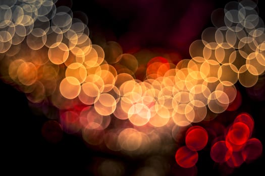 Background of abstract booble bokeh lights. Natural defocused photo. Christmas light blurred, abstract background. Garland. Copy space.