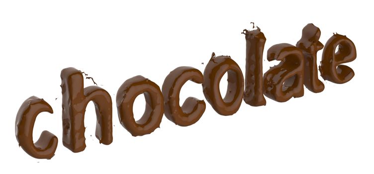 Chocolate text made of chocolate on white
