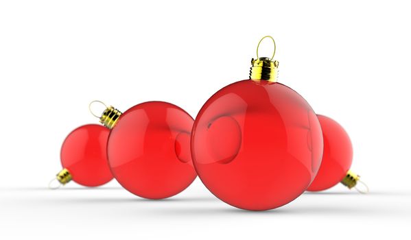 Christmas balls on white background