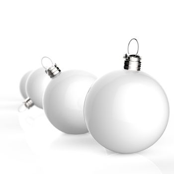 Christmas balls on white background