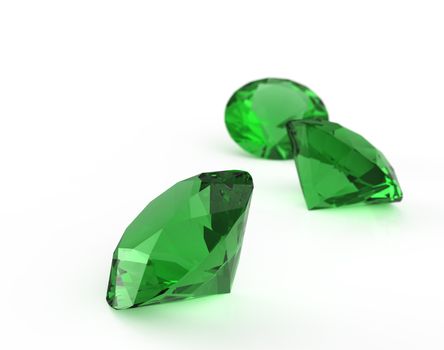 Green Diamonds isolated on white 3d model