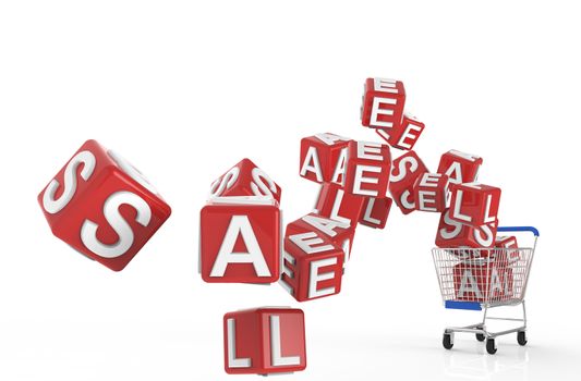 3d shopping cart sale isolated on white background