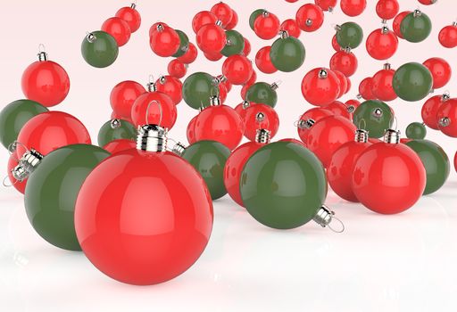 Christmas balls on white background